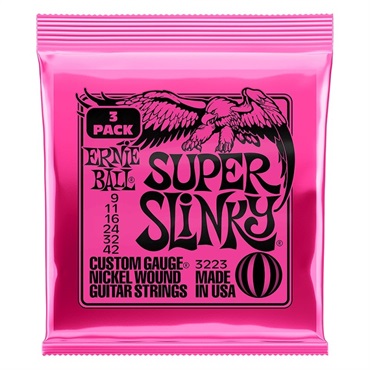 ERNIE BALL Super Slinky Nickel Wound Electric Guitar Strings 3 Pack #3223