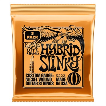 ERNIE BALL Hybrid Slinky Nickel Wound Electric Guitar Strings 3 Pack #3222