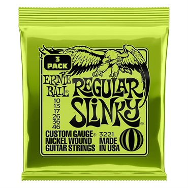 ERNIE BALL Regular Slinky Nickel Wound Electric Guitar Strings 3 Pack #3221