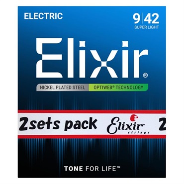 ELIXIR Electric Nickel Plated Steel with OPTIWEB Coating 2SET PACK #19002 (Super Light/09-42)