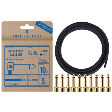 Free The Tone CU-5050用ソルダーレスプラグキット [Lプラグ10個 / ケーブル3m] [SL-5L-GD-10K(GOLD)]