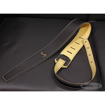 Moody Handmade Leather Straps Leather & Leather Series 2.5inch Long Tail 【 Black / Cream 】