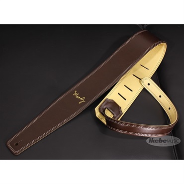 Moody Handmade Leather Straps Leather & Leather Series 2.5inch Standard Tail 【 Dark Chocolate / Cream 】