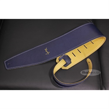 Moody Handmade Leather Straps Leather & Leather Series 4.0inch Standard Tail 【 Navy / Cream 】
