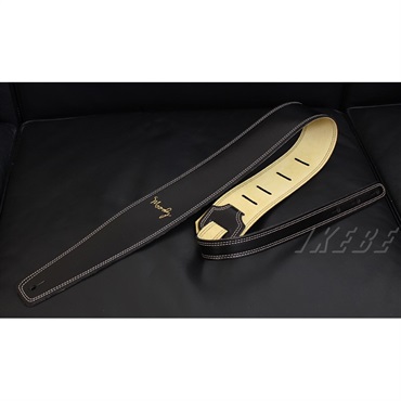 Moody Handmade Leather Straps Leather & Suede Series 2.5inch Standard Tail 【 Black / Cream 】