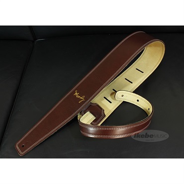 Moody Handmade Leather Straps Leather & Suede Series 2.5inch Standard Tail 【 Dark Chocolate / Cream 】