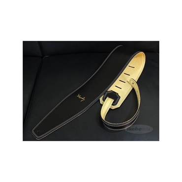 Moody Handmade Leather Straps Leather & Leather Series 4.0inch Standard Tail 【 Black / Cream 】