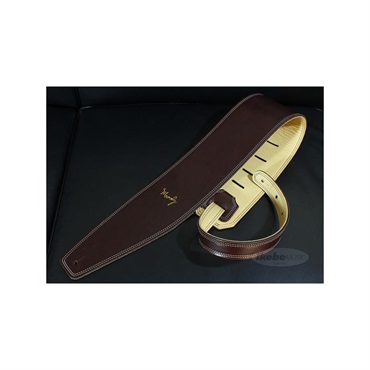 Moody Handmade Leather Straps Leather & Leather Series 4.0inch Standard Tail 【 Dark Chocolate / Cream 】