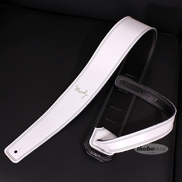 Moody Handmade Leather Straps Leather & Leather Series 2.5inch Standard Tail 【 White / Black 】