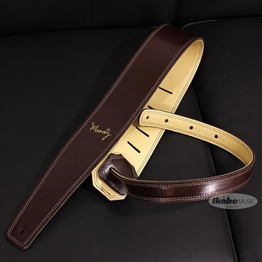 Moody Handmade Leather Straps Leather & Leather Series 2.5inch Long Tail 【 Dark Chocolate / Cream 】