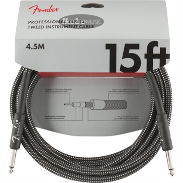 Fender USA 【夏のボーナスセール】 Professional Series Instrument Cable， 15'， Gray Tweed