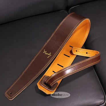 Moody Handmade Leather Straps Leather & Leather Series 2.5inch Standard Tail 【 Dark Chocolate / Tobacco 】