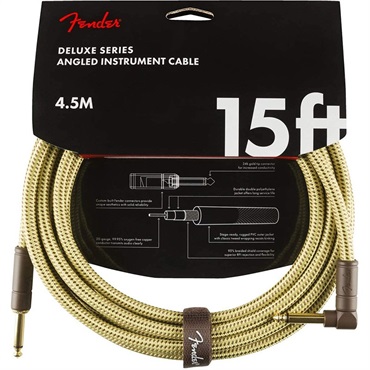 Fender USA Deluxe Series Instrument Cable， Straight/Angle， 15'， Tweed(#0990820086)