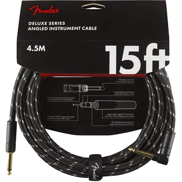 Fender USA Deluxe Series Instrument Cable， Straight/Angle， 15' Black Tweed(#0990820085)