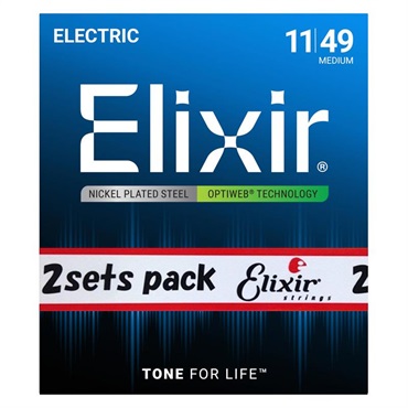 ELIXIR Electric Nickel Plated Steel with OPTIWEB Coating 2SET PACK #19102  (Medium/11-49)