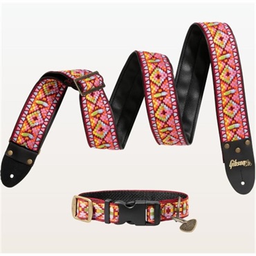Gibson Gibson Guitar Strap Dog Collar Combo Set， Pink  Small