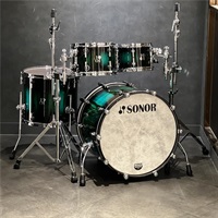 【値下げしました！】SQ2 System Beech Vintage 4pc Drum Kit - Black to Green Burst over African Marble [BD22，TT10&12，FT16]【特注品】