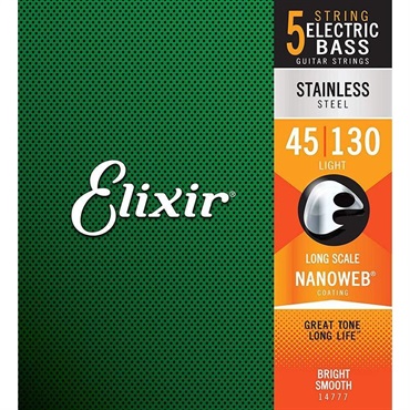 ELIXIR Stainless Steel Bass Strings with ultra-thin NANOWEB Coating (5-String Midium with Light B/Long 045-130) #14777 画像1