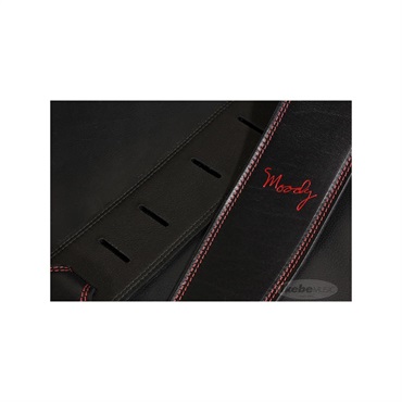 Moody Handmade Leather Straps Leather & Leather Series 2.5inch Standard Tail 【 Black / Black w/Red Stitch】 画像1