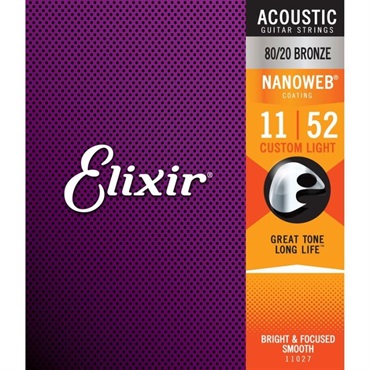 ELIXIR Acoustic 80/20 Bronze with NANOWEB Coating #11027 (Custom Light/11-52) 画像1