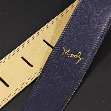 Moody Handmade Leather Straps Leather & Leather Series 2.5inch Standard Tail 【 Navy / Cream 】 画像1