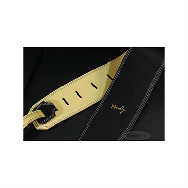 Moody Handmade Leather Straps Leather & Leather Series 4.0inch Standard Tail 【 Black / Cream 】 画像1