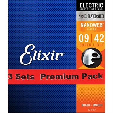 ELIXIR Electric Nickel Plated Steel with NANOWEB Coating 3SET PACK #12002 (Super Light/09-42) 画像1