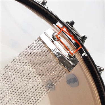 Pearl Masterworks Snare Drum 14×7 - Gloss Natural Sycamore w/Metallic Blue Stripe and Ebony Inlay/Ninickel Finish Parts [MWAC1470S-N] 画像8