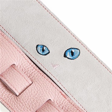 Grande uomo ねこ刺繍レザーストラップ [White/Pink] 画像2
