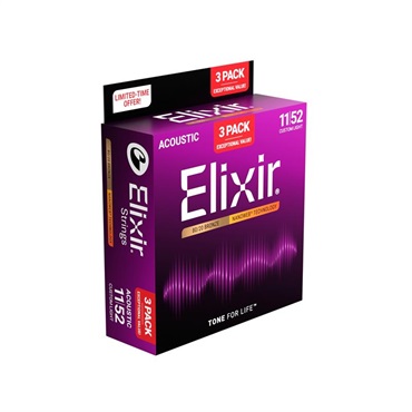 ELIXIR #16564 [#11027 NANOWEB Custom Light 80/20 Bronze/11-52 x3セット] 【今だけお得な3set Pack】 画像2